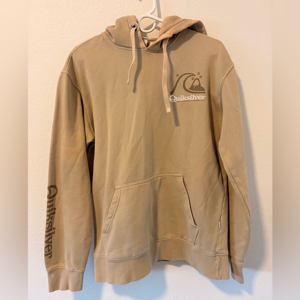 Quiksilver Graphic Logo Hoodie - Tan/Beige - Size Small
(See pics & description)